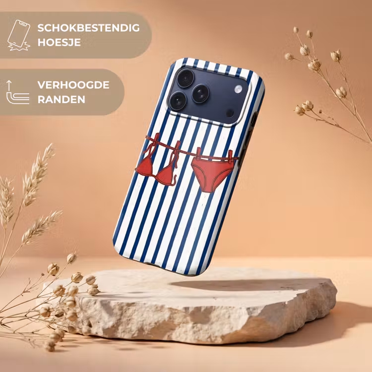 Telefoonhoesje Toughcase - Badkleding - Waslijn - Zomer - Illustratie - Rood — 5