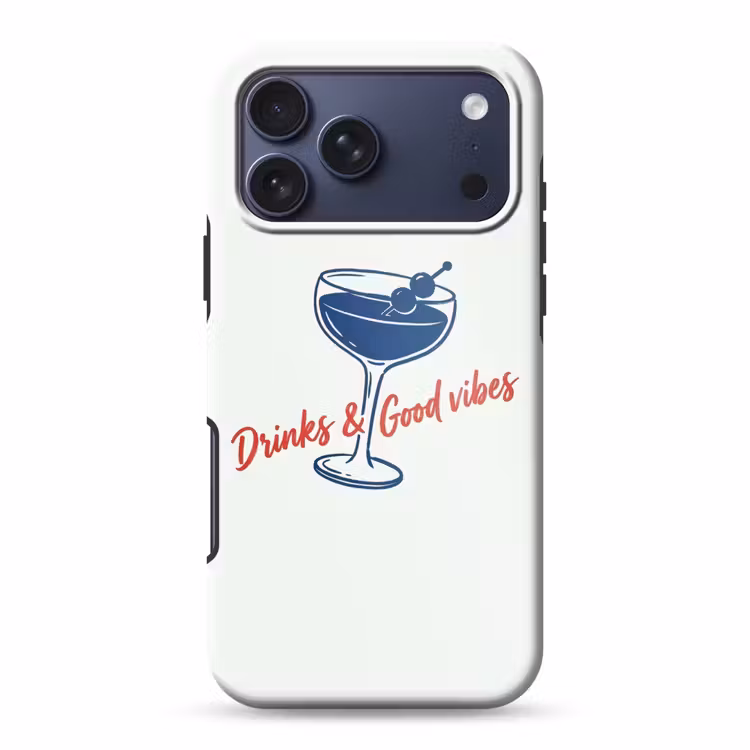 Telefoonhoesje Toughcase - Cocktail - Glas - Illustratie - Blauw - Wit — 1