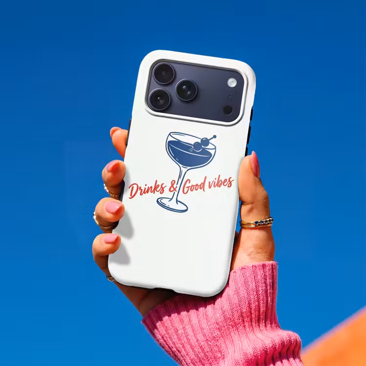 Telefoonhoesje Toughcase - Cocktail - Glas - Illustratie - Blauw - Wit — 2