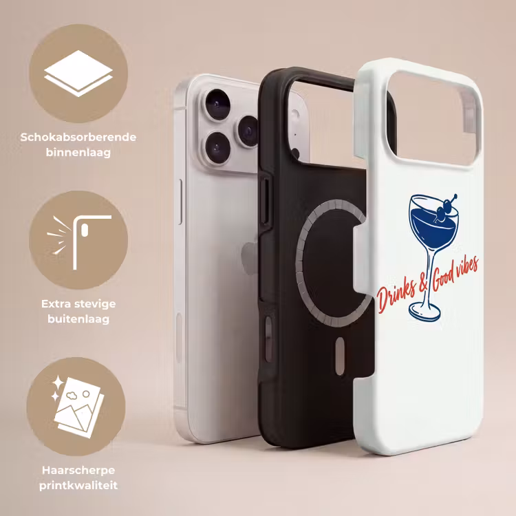 Telefoonhoesje Toughcase - Cocktail - Glas - Illustratie - Blauw - Wit — 3