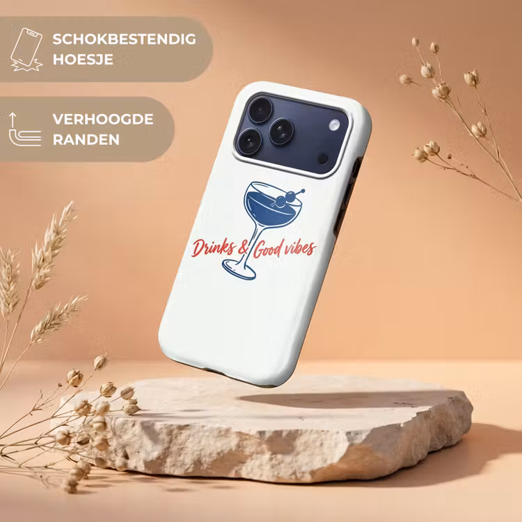 Telefoonhoesje Toughcase - Cocktail - Glas - Illustratie - Blauw - Wit — 5