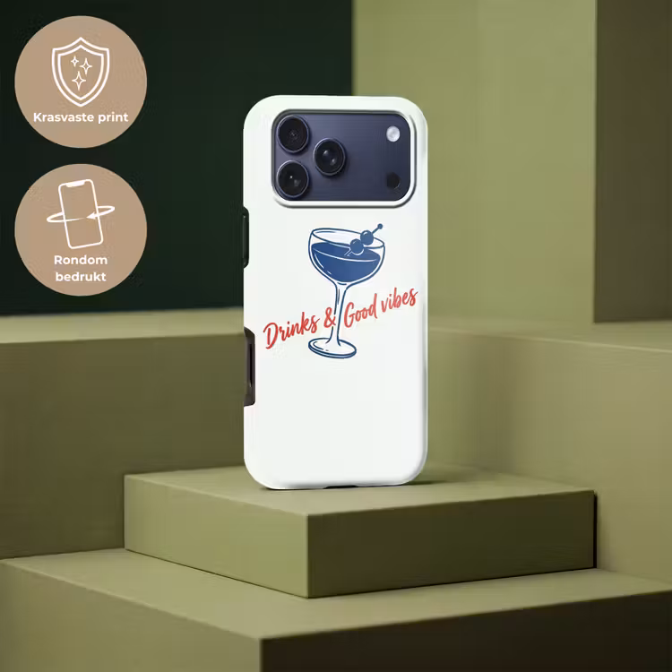 Telefoonhoesje Toughcase - Cocktail - Glas - Illustratie - Blauw - Wit — 7