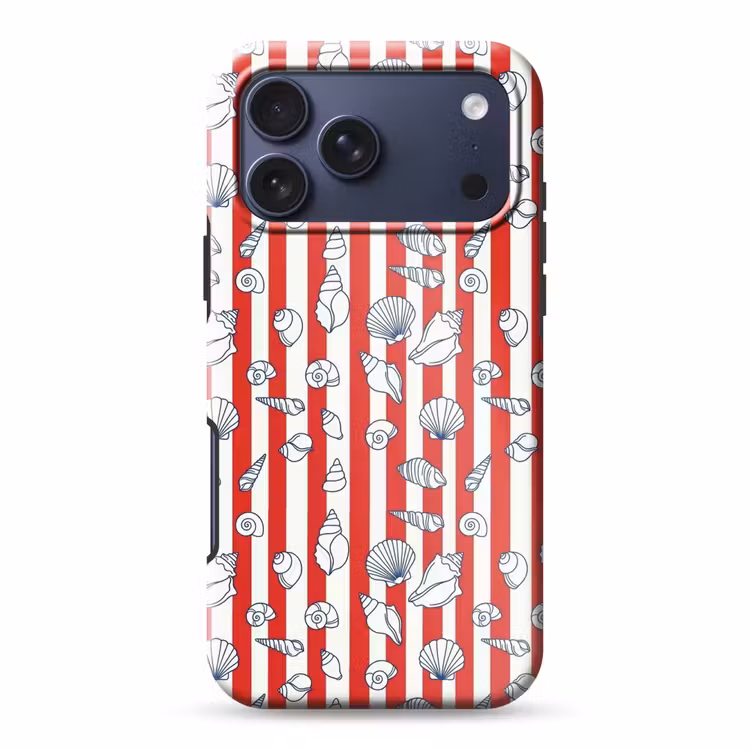 Telefoonhoesje Toughcase - Schelp - Zeedieren - Zomer - Illustratie - Rood - Blauw — 1