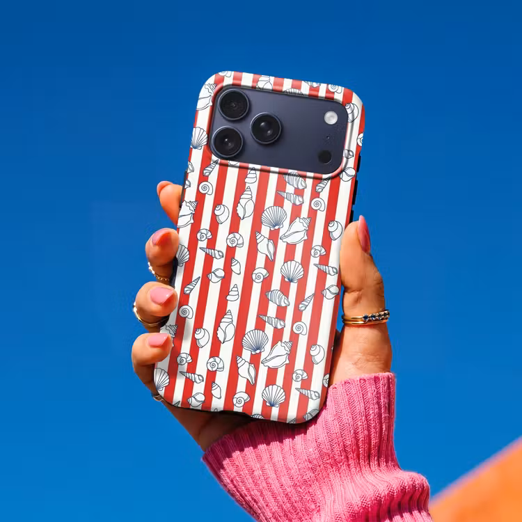 Telefoonhoesje Toughcase - Schelp - Zeedieren - Zomer - Illustratie - Rood - Blauw — 2