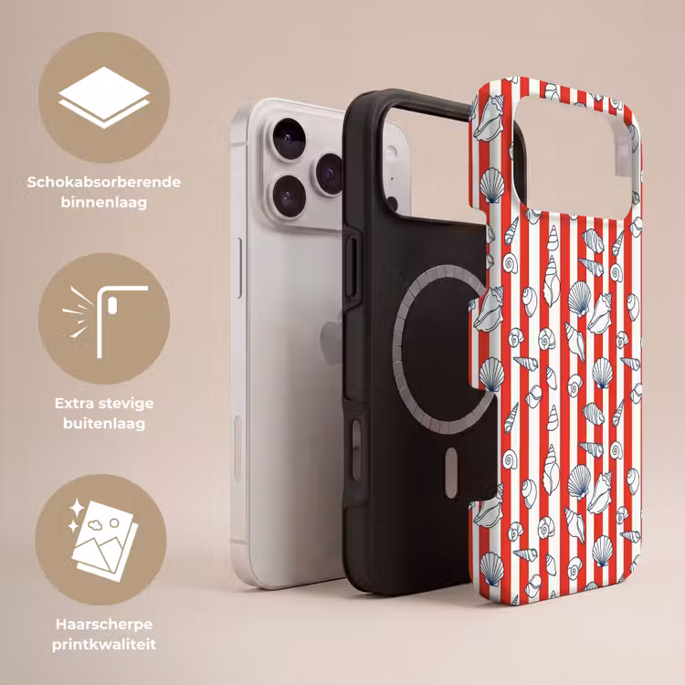 Telefoonhoesje Toughcase - Schelp - Zeedieren - Zomer - Illustratie - Rood - Blauw — 3
