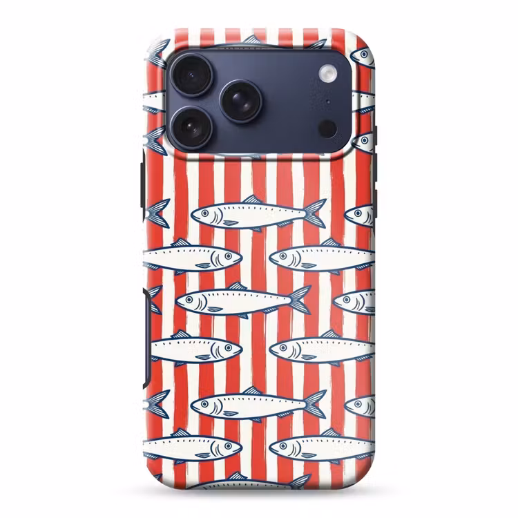 Telefoonhoesje Toughcase - Vis - Patroon - Strepen - Illustratie - Rood — 1