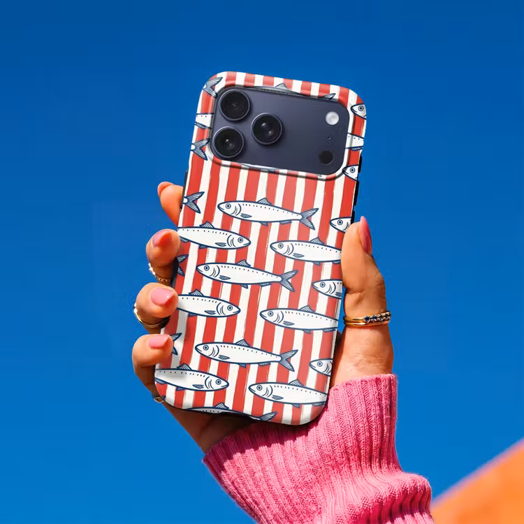 Telefoonhoesje Toughcase - Vis - Patroon - Strepen - Illustratie - Rood — 2