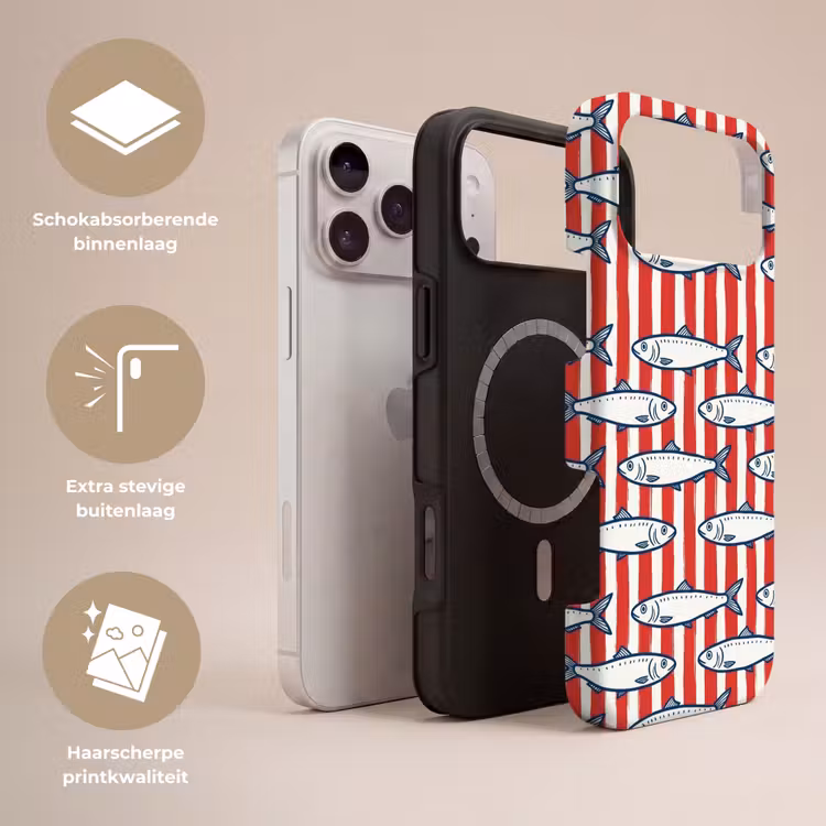 Telefoonhoesje Toughcase - Vis - Patroon - Strepen - Illustratie - Rood — 3