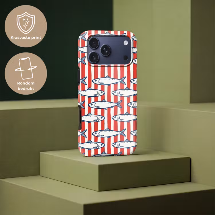 Telefoonhoesje Toughcase - Vis - Patroon - Strepen - Illustratie - Rood — 7