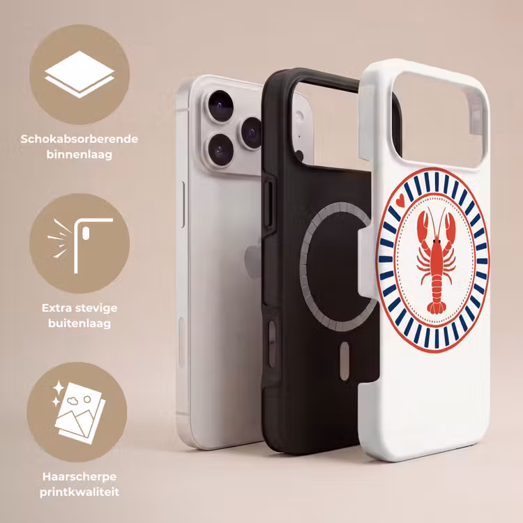 Telefoonhoesje Toughcase - Zeeleven - Kreeft - Embleem - Grafisch - Rood — 3