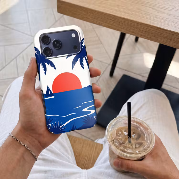 Telefoonhoesje Toughcase - Zonsondergang - Zee - Palmboom - Tropisch - Modern — 4