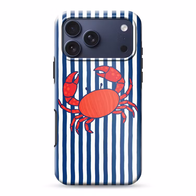 Telefoonhoesje Toughcase - Krab - Strepen - Zeeleven - Illustratie - Rood — 1