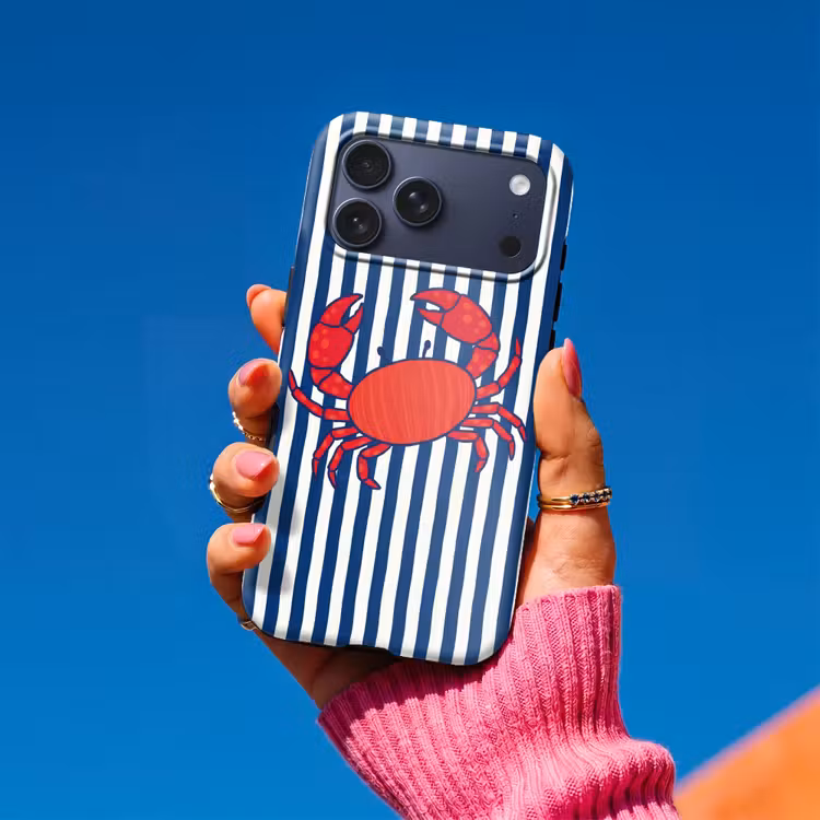 Telefoonhoesje Toughcase - Krab - Strepen - Zeeleven - Illustratie - Rood — 2