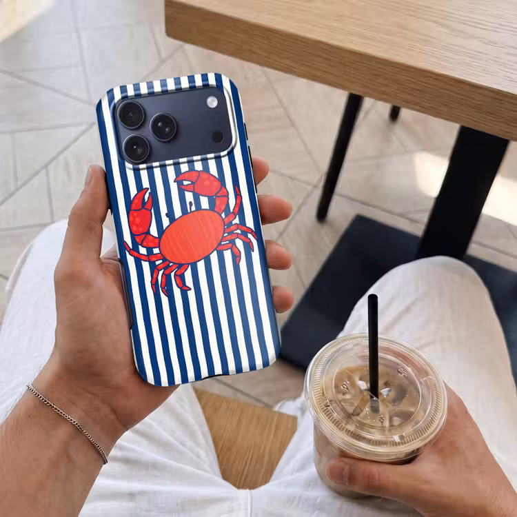 Telefoonhoesje Toughcase - Krab - Strepen - Zeeleven - Illustratie - Rood — 4