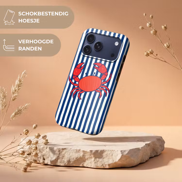 Telefoonhoesje Toughcase - Krab - Strepen - Zeeleven - Illustratie - Rood — 5
