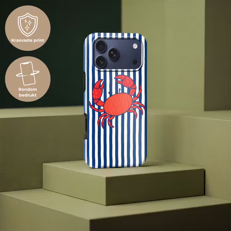 Telefoonhoesje Toughcase - Krab - Strepen - Zeeleven - Illustratie - Rood — 7