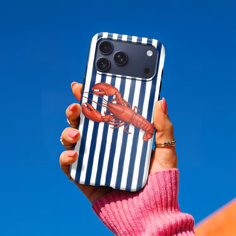 Telefoonhoesje Toughcase - Schaaldier - Kreeft - Marine - Illustratie - Rood — 2