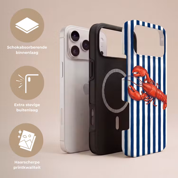 Telefoonhoesje Toughcase - Schaaldier - Kreeft - Marine - Illustratie - Rood — 3