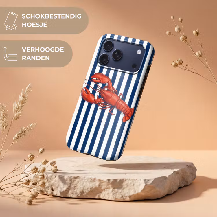 Telefoonhoesje Toughcase - Schaaldier - Kreeft - Marine - Illustratie - Rood — 5
