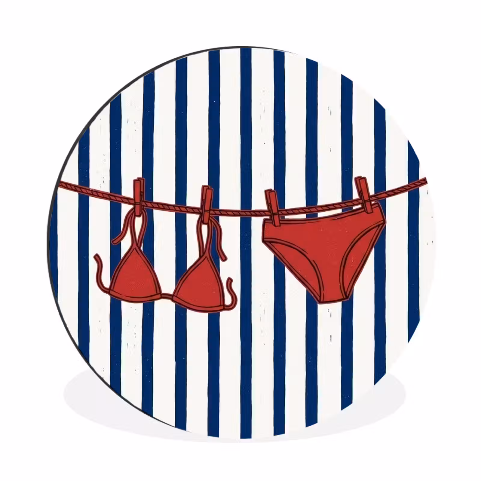 Wandcirkel - Aluminium - Badkleding - Waslijn - Zomer - Illustratie - Rood — 1