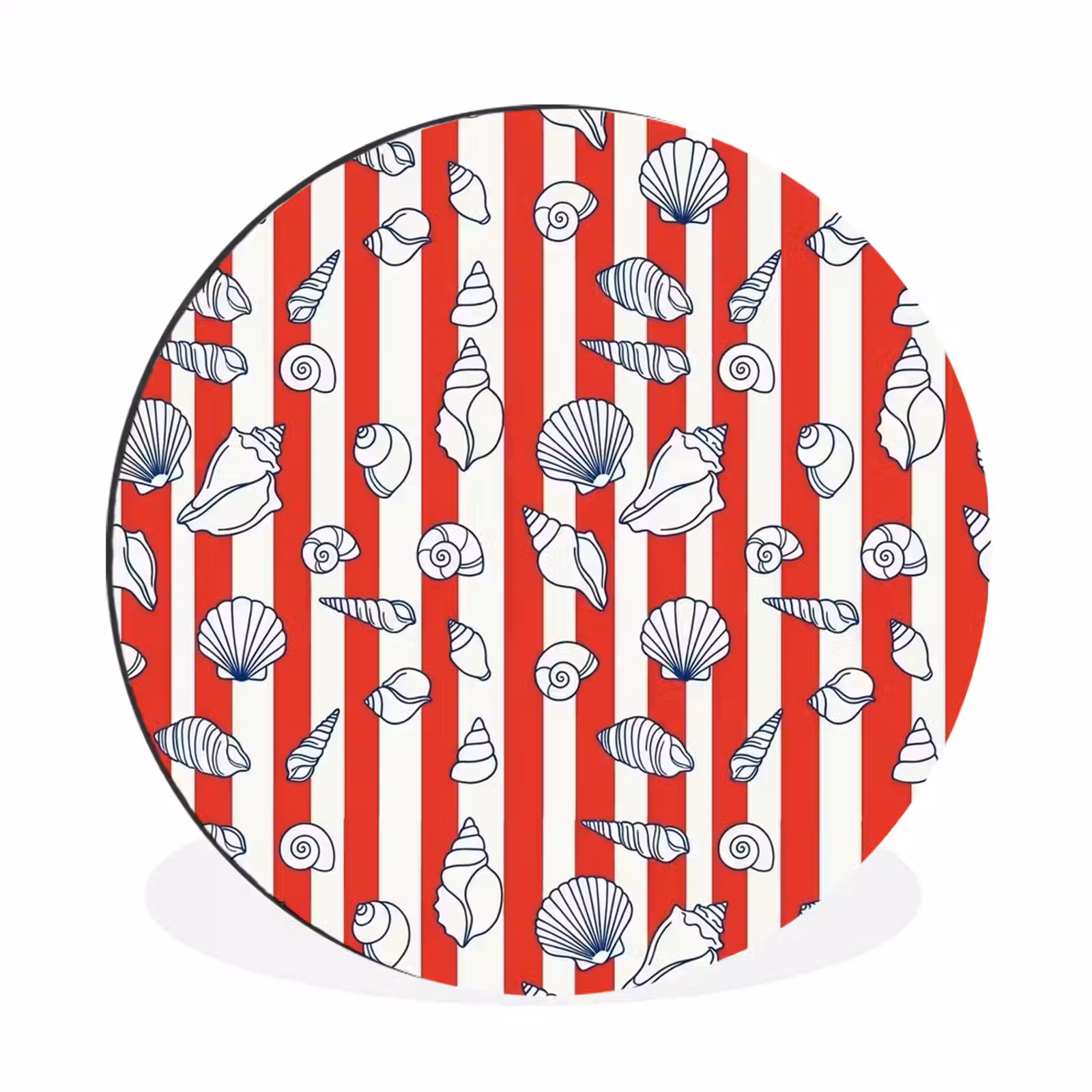 Wandcirkel - Aluminium - Schelp - Zeedieren - Zomer - Illustratie - Rood - Blauw — 1
