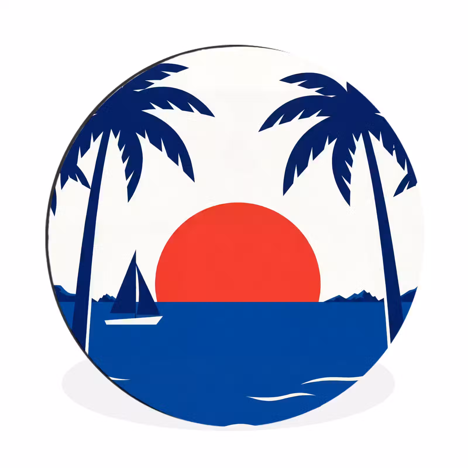 Wandcirkel - Aluminium - Zonsondergang - Zee - Palmboom - Tropisch - Modern — 1