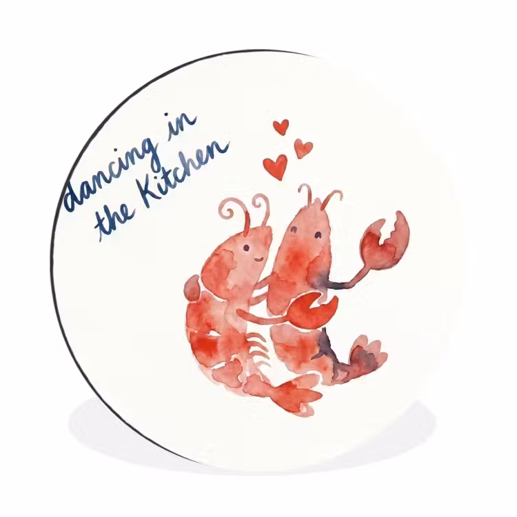 Wandcirkel - Aluminium - Dier - Dans - Liefde - Waterverf - Rood — 1