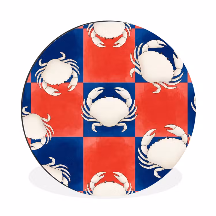 Wandcirkel - Aluminium - Patroon - Zeeleven - Rood - Blauw - Abstract — 1