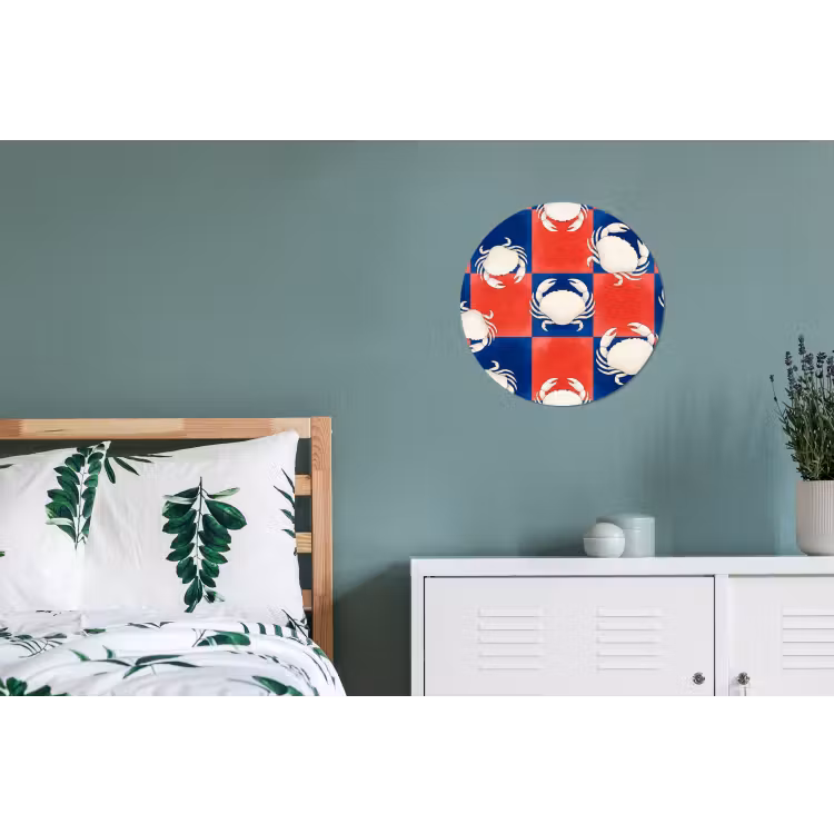 Wandcirkel - Aluminium - Patroon - Zeeleven - Rood - Blauw - Abstract — 4