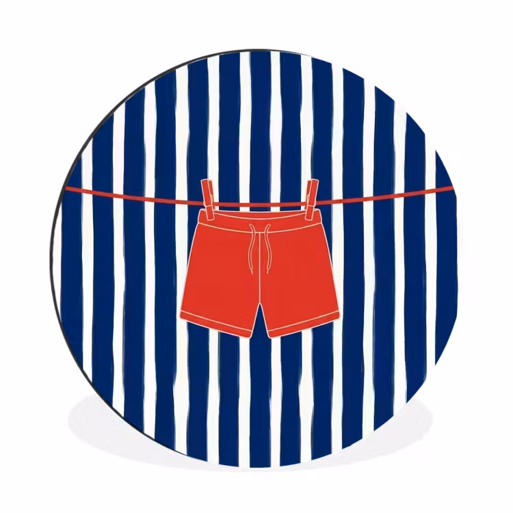 Wandcirkel - Aluminium - Shorts - Waslijn - Zomer - Illustratie - Rood — 1