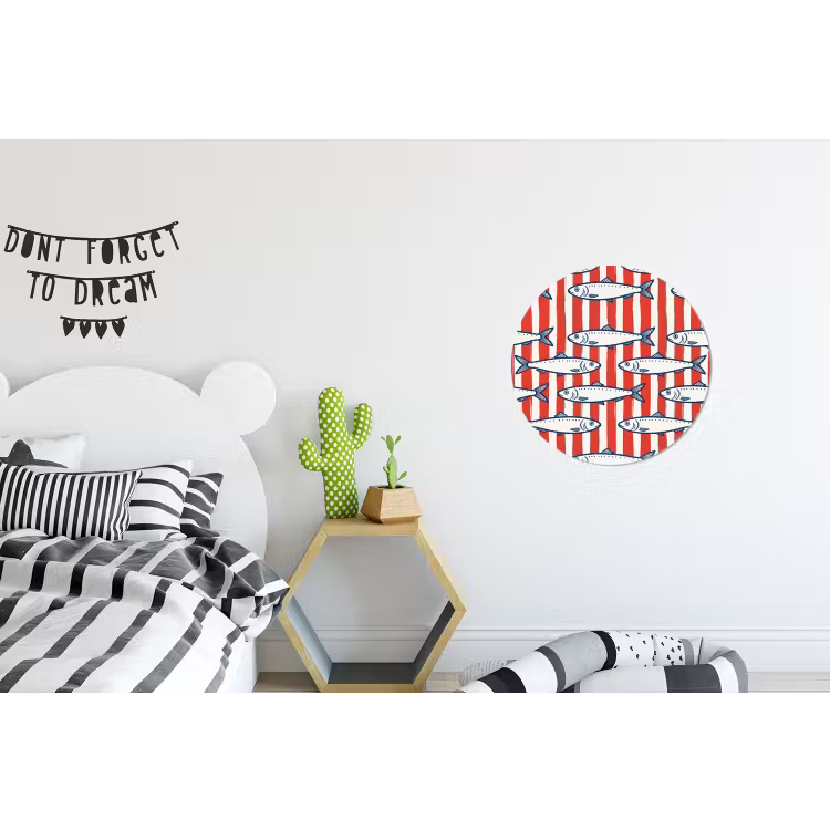 Wandcirkel - Aluminium - Vis - Patroon - Strepen - Illustratie - Rood — 5