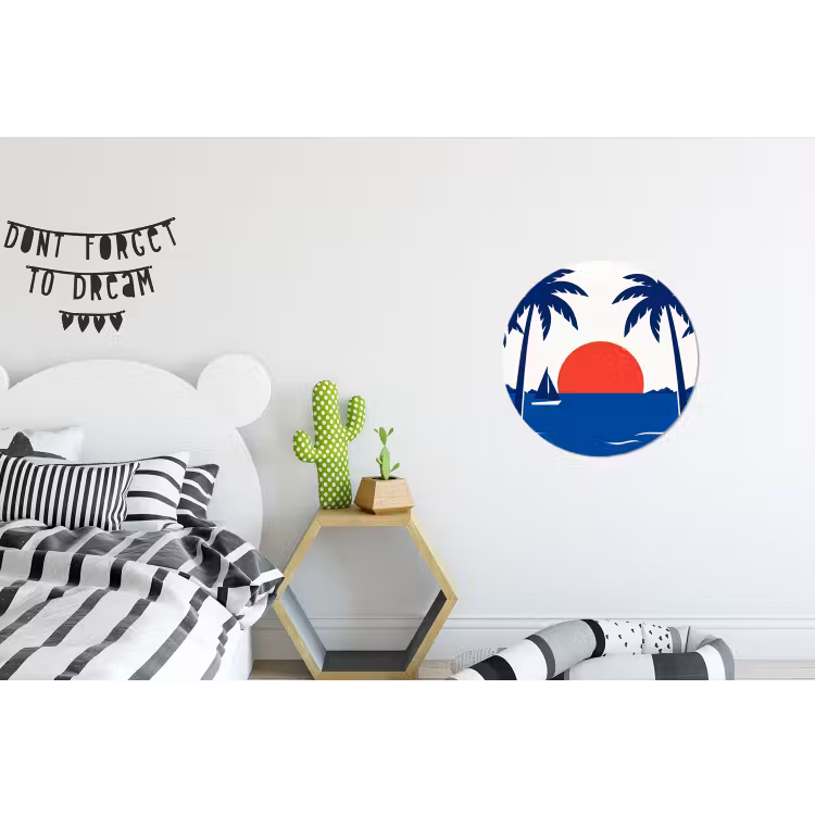 Wandcirkel - Aluminium - Zonsondergang - Zee - Palmboom - Tropisch - Modern — 5