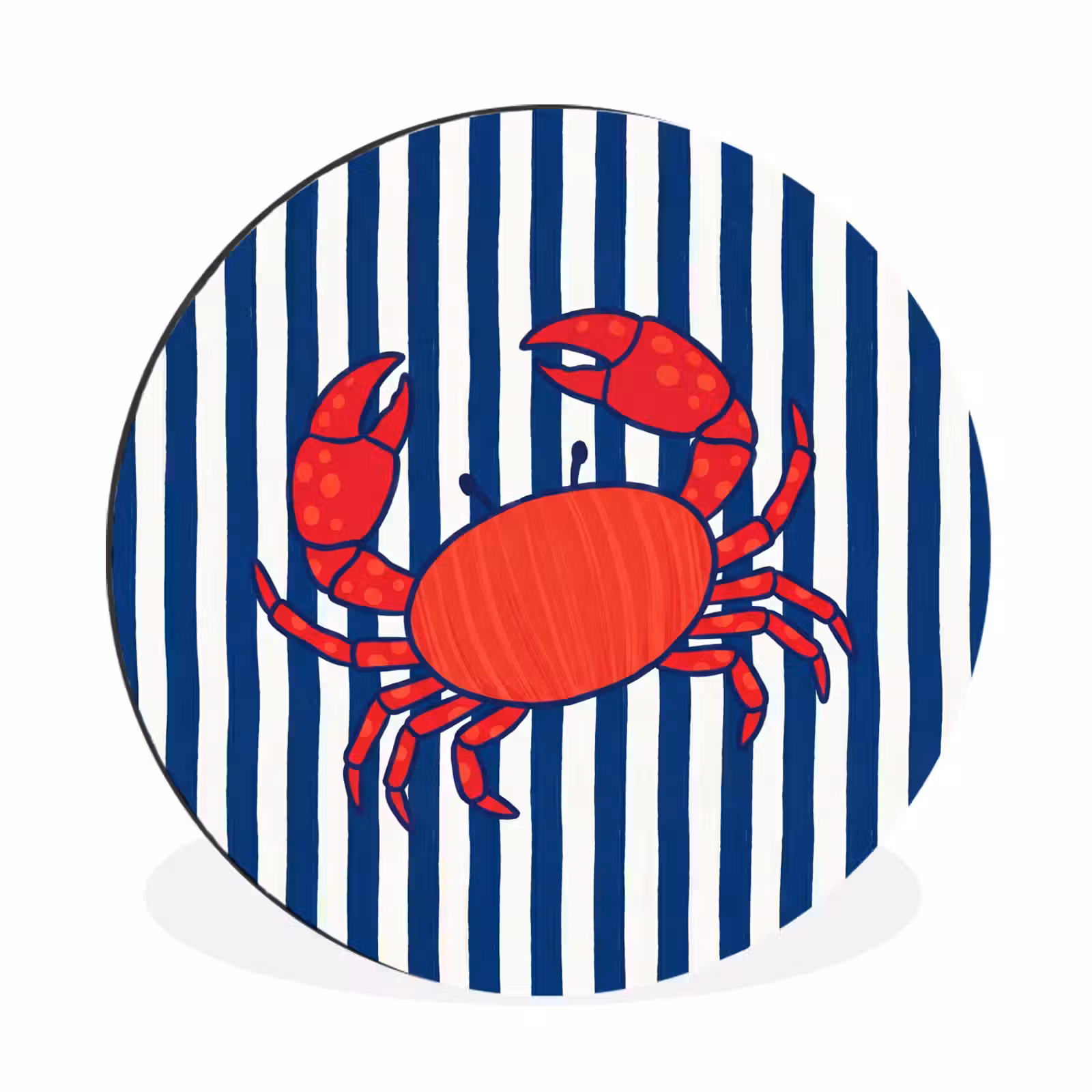 Wandcirkel - Aluminium - Krab - Strepen - Zeeleven - Illustratie - Rood — 1