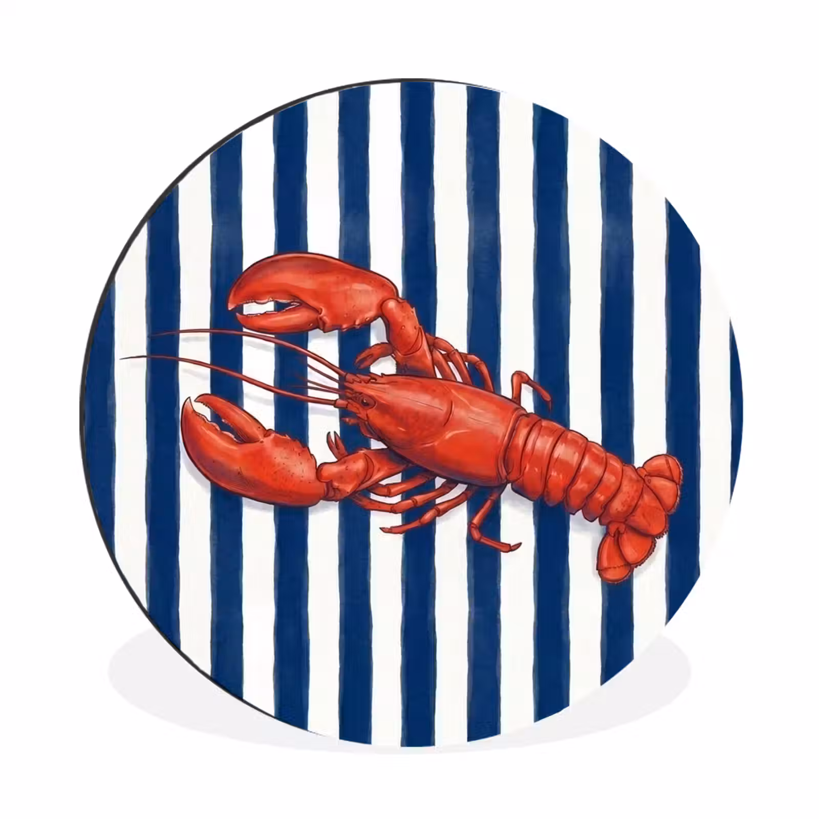 Wandcirkel - Aluminium - Schaaldier - Kreeft - Marine - Illustratie - Rood — 1