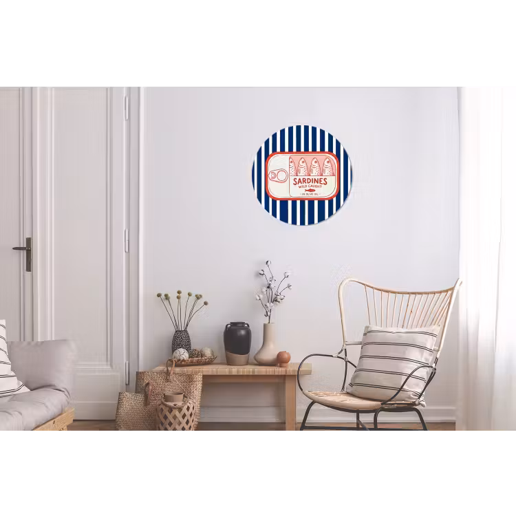 Wandcirkel - Aluminium - Eten - Vis - Blik - Illustratie - Rood — 2