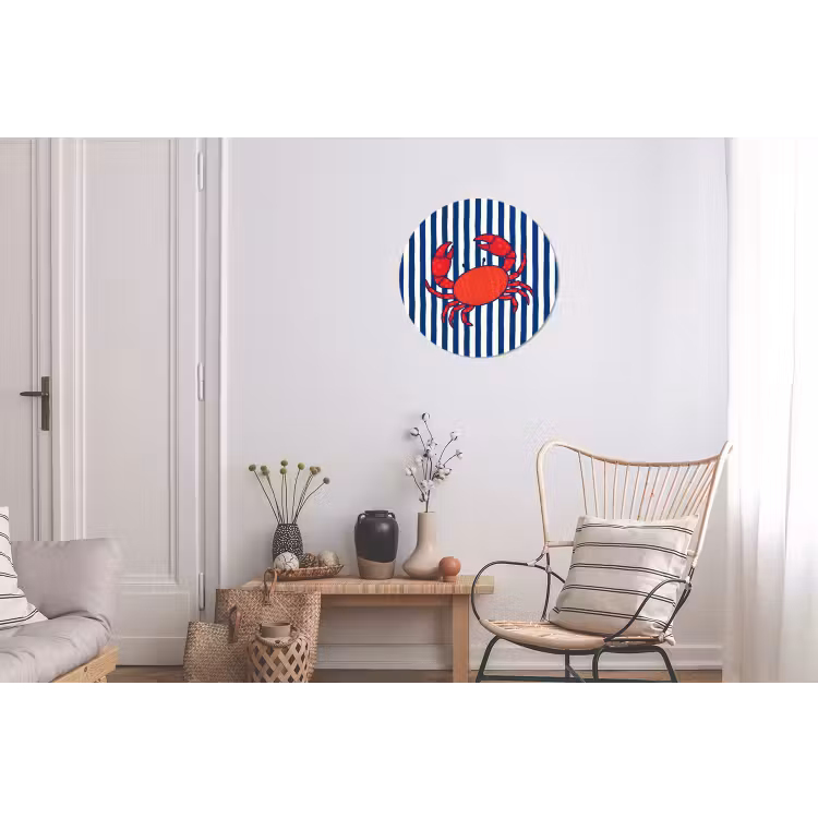 Wandcirkel - Aluminium - Krab - Strepen - Zeeleven - Illustratie - Rood — 2