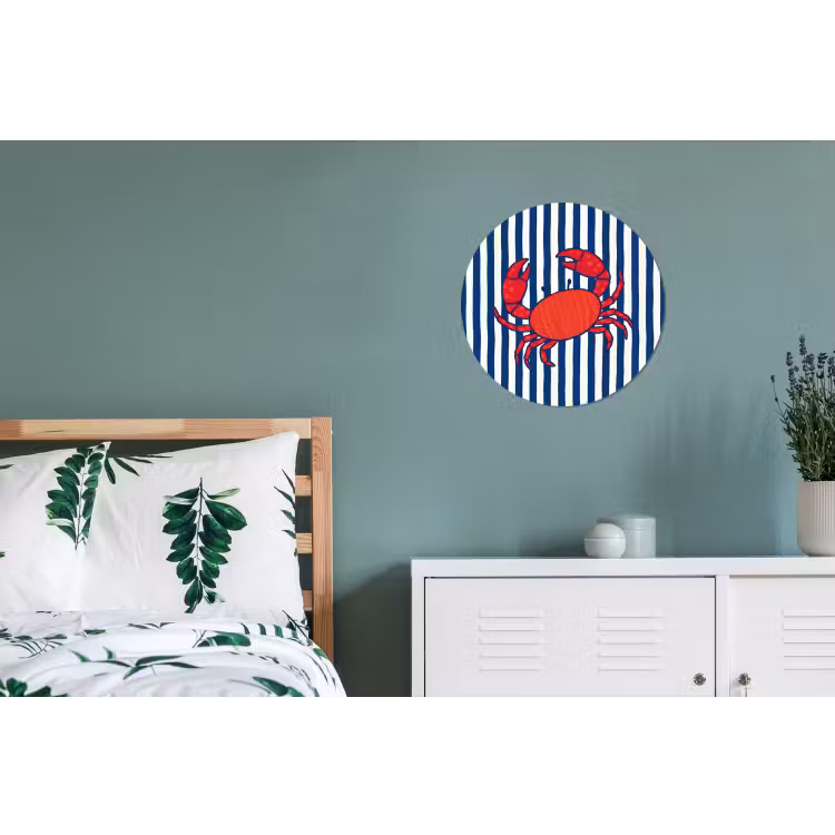 Wandcirkel - Aluminium - Krab - Strepen - Zeeleven - Illustratie - Rood — 4