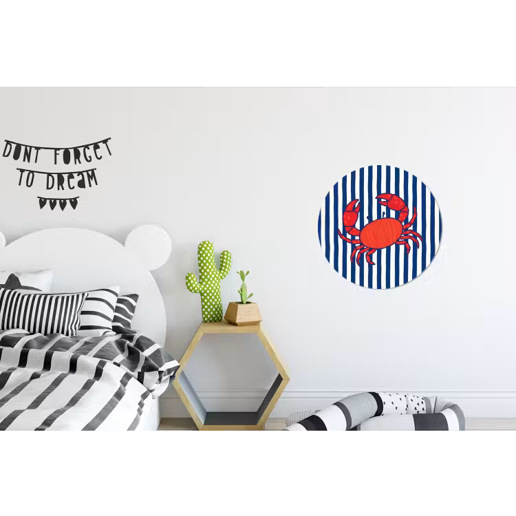 Wandcirkel - Aluminium - Krab - Strepen - Zeeleven - Illustratie - Rood — 5