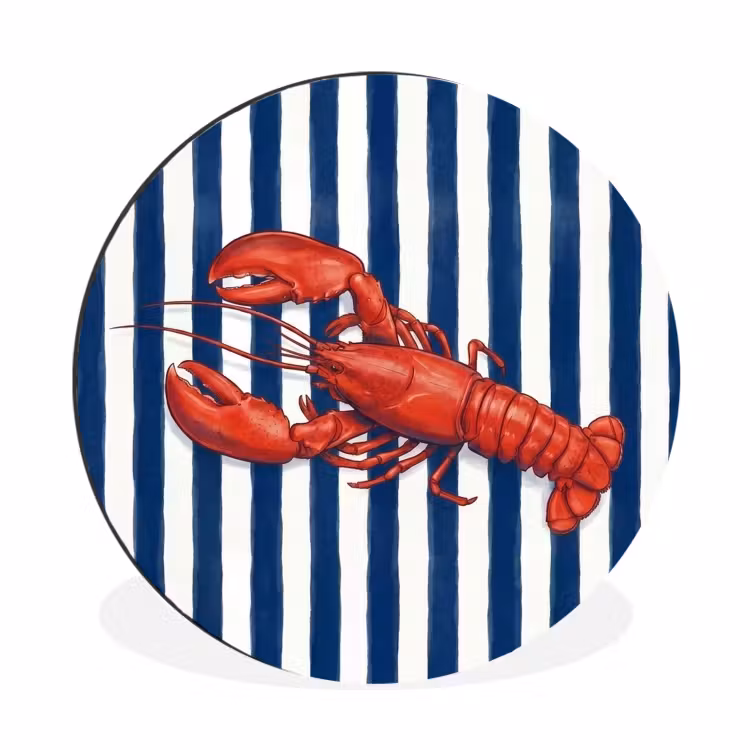 Wandcirkel - Aluminium - Schaaldier - Kreeft - Marine - Illustratie - Rood — 1
