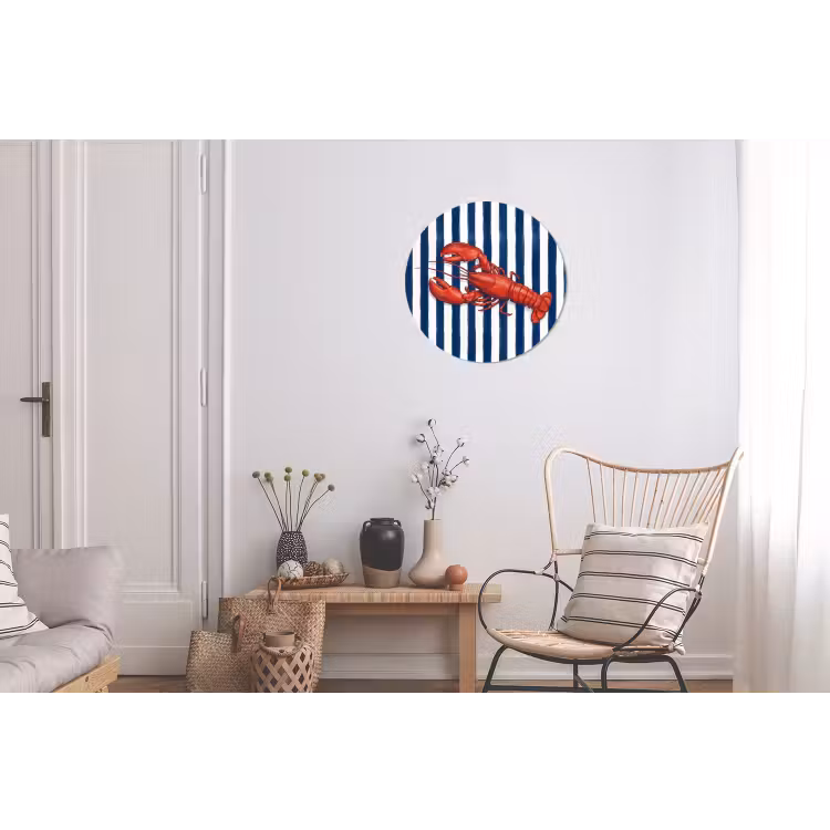 Wandcirkel - Aluminium - Schaaldier - Kreeft - Marine - Illustratie - Rood — 2