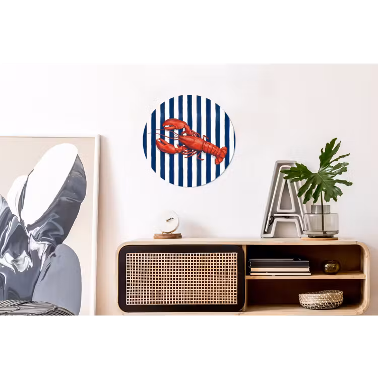 Wandcirkel - Aluminium - Schaaldier - Kreeft - Marine - Illustratie - Rood — 3