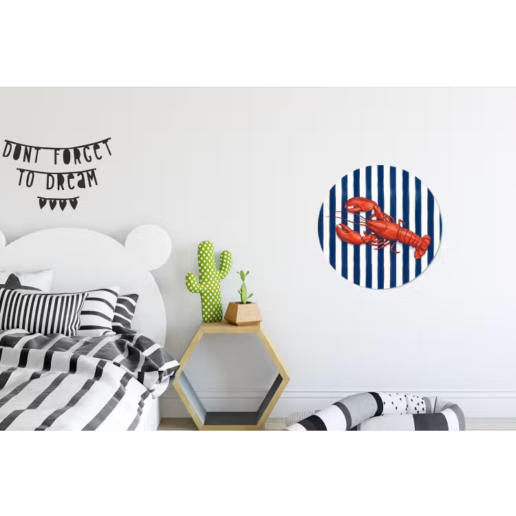 Wandcirkel - Aluminium - Schaaldier - Kreeft - Marine - Illustratie - Rood — 5