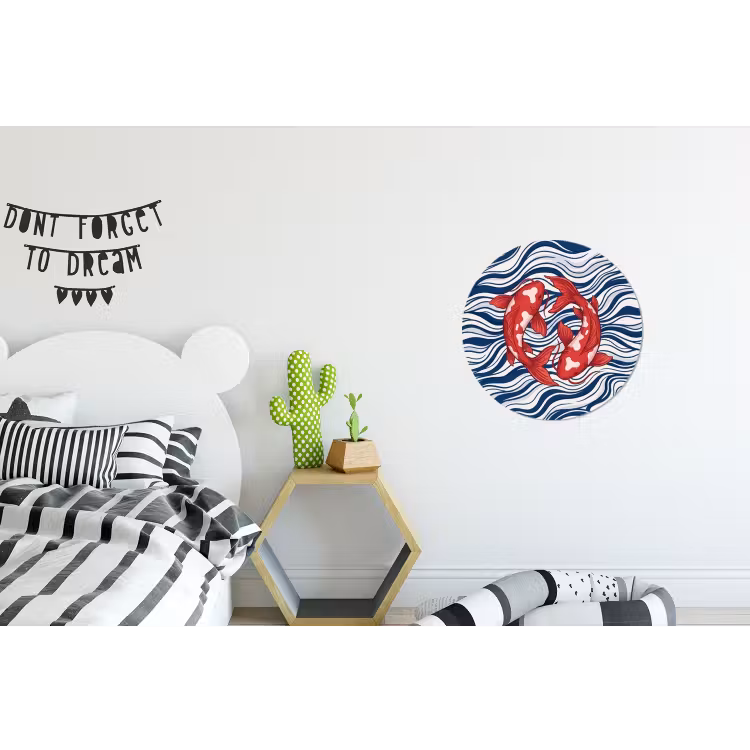 Wandcirkel - Aluminium - Vis - Water - Natuur - Illustratie - Rood — 5