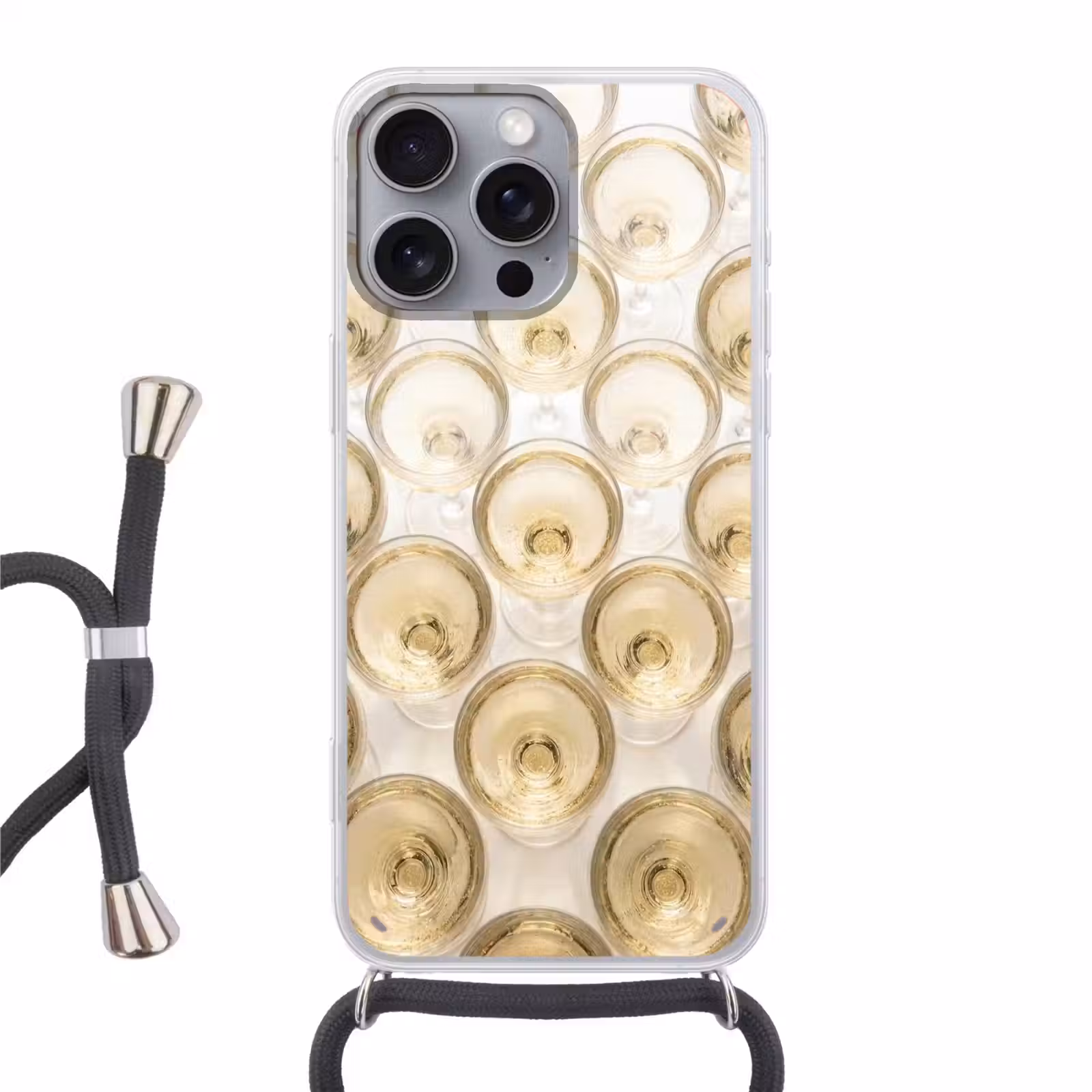 Telefoonhoesje met koord - Drank - Glazen - Feest - Goud — 1
