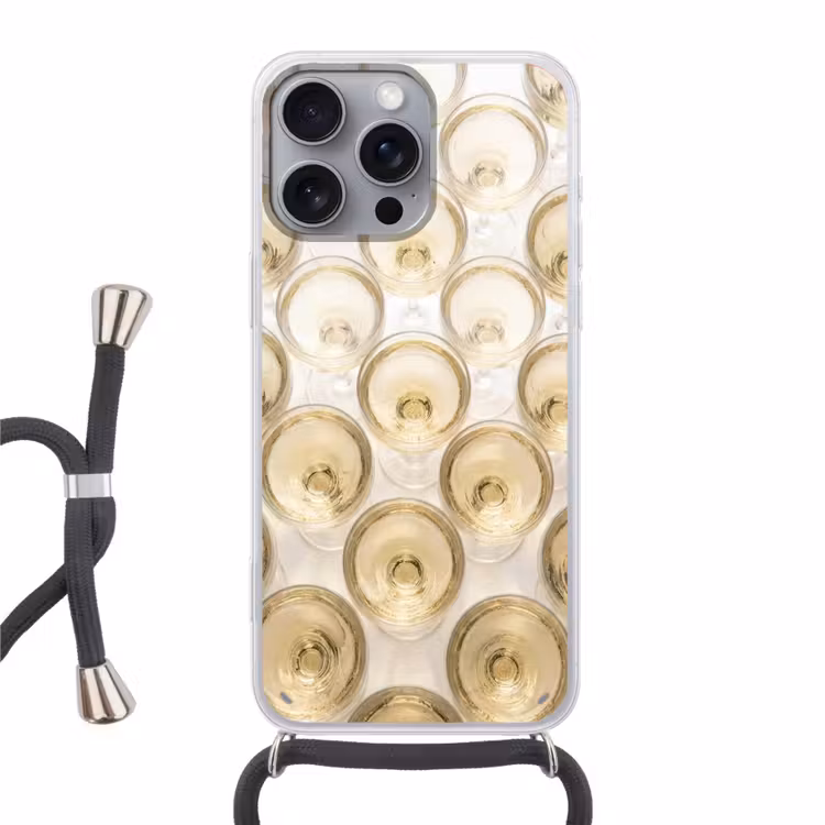 Telefoonhoesje met koord - Drank - Glazen - Feest - Goud — 1