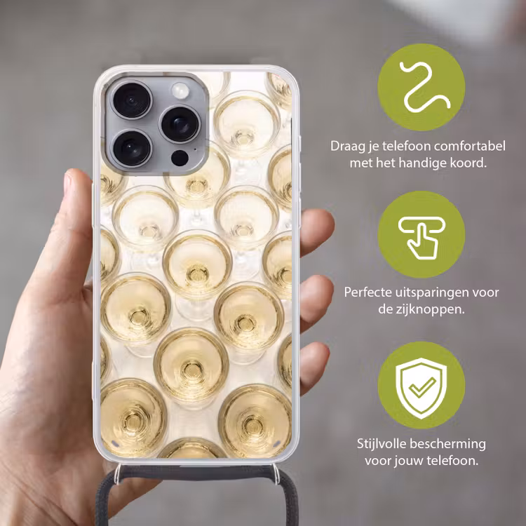 Telefoonhoesje met koord - Drank - Glazen - Feest - Goud — 4