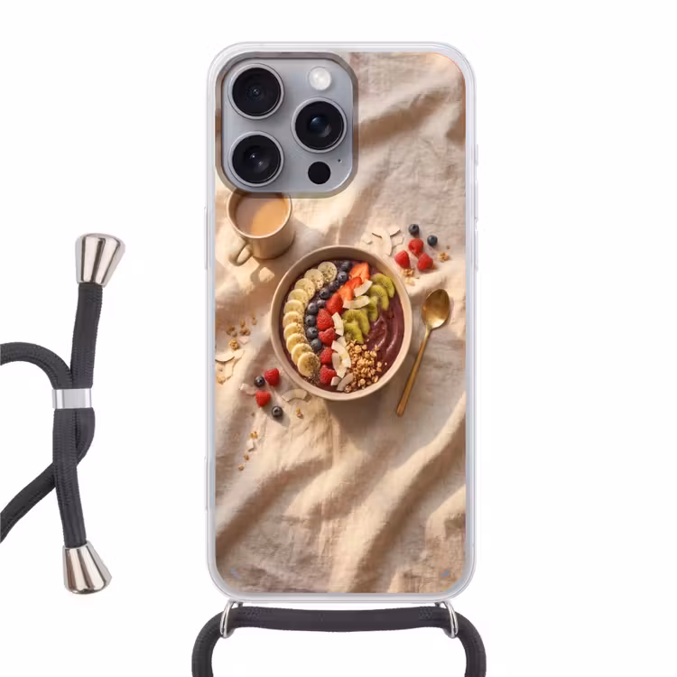 Telefoonhoesje met koord - Eten - Ontbijtkom - Fruit - Gezond - Kleurrijk — 1