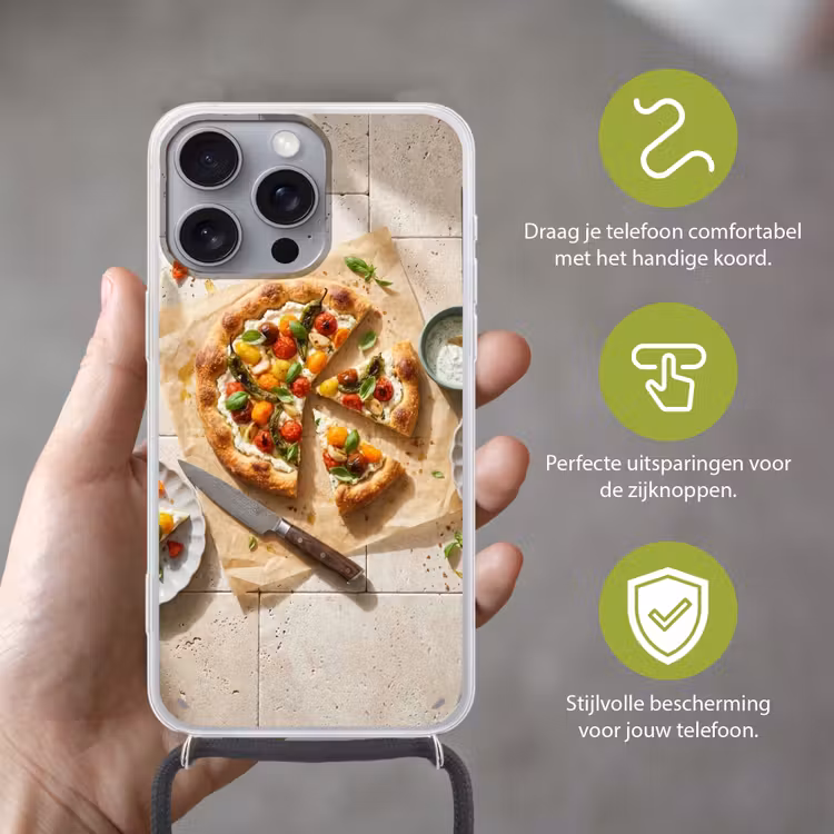 Telefoonhoesje met koord - Eten - Tomaten - Basilicum - Maaltijd - Vers — 4
