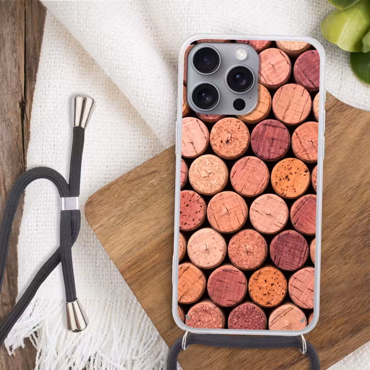 Telefoonhoesje met koord - Kurk - Patroon - Abstract - Modern - Rood — 3