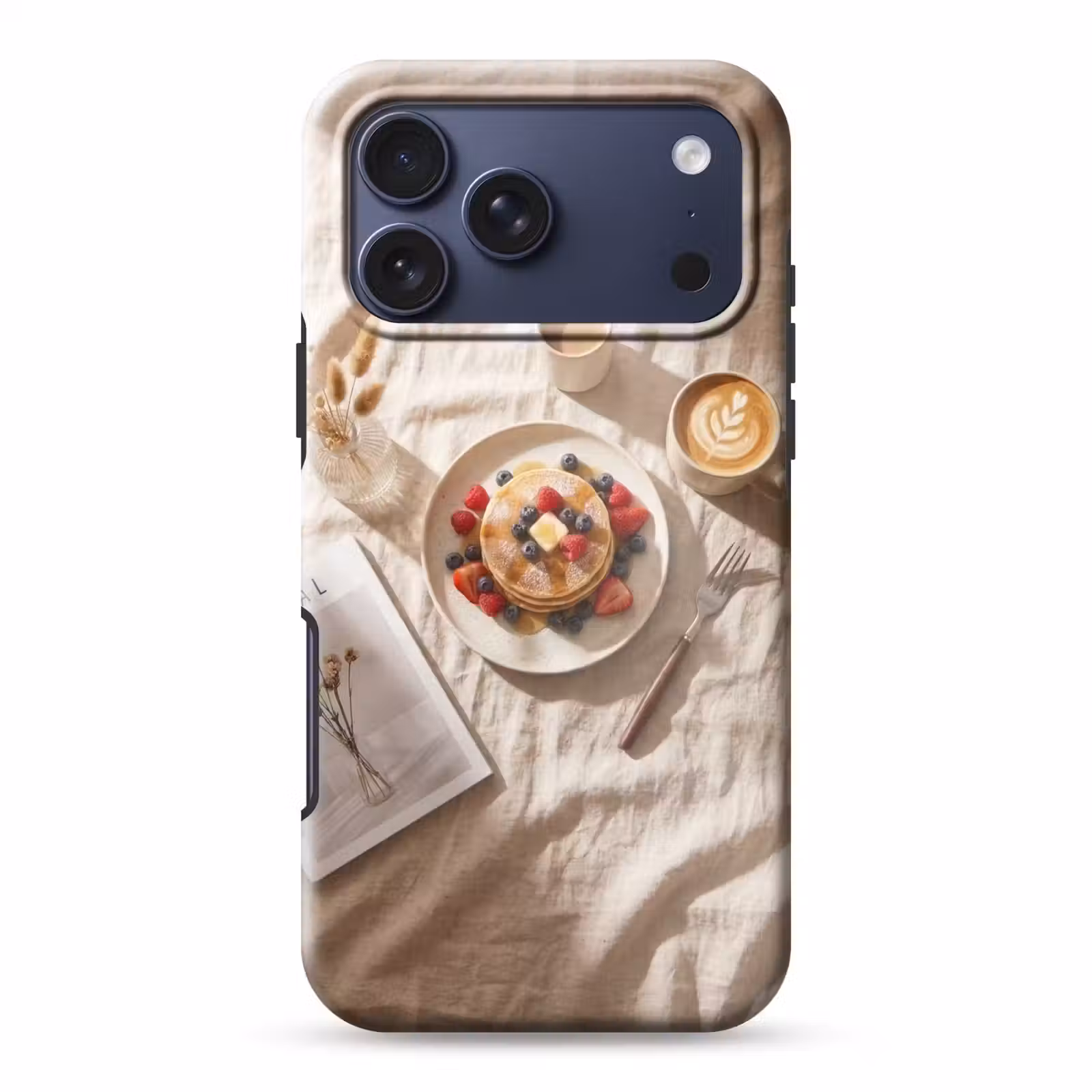 Telefoonhoesje Toughcase - Pannenkoeken - Bessen - Ontbijt - Modern - Beige — 1